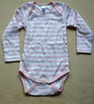 Body pruhovan, vel. 80, nov. Bavlna, zn. Baby Club (C & A), 60 K.